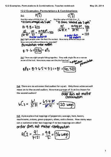 Permutations and Combinations Worksheet Luxury Permutations and Binations Worksheet