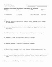 Permutations and Combinations Worksheet Luxury Permutations Worksheet Pre Calculus Trig3 9 6a