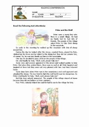 Peter and the Wolf Worksheet Best Of Peter and the Wolf Reading Prehension Esl Worksheet