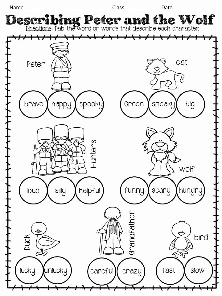 Peter and the Wolf Worksheet Elegant Dabber Activities for Music Class – Peter and the Wolf