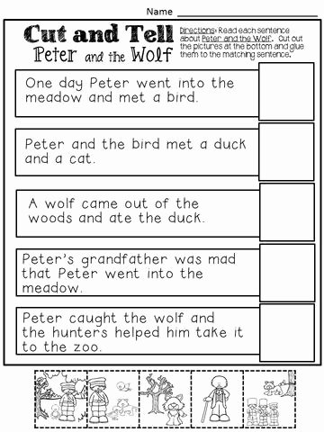 Peter and the Wolf Worksheet Elegant Peter and the Wolf Cut and Tell Worksheet – the Bulletin