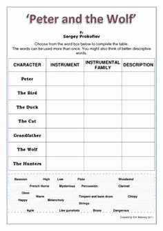 Peter and the Wolf Worksheet Fresh Peter and the Wolf Listening Worksheets