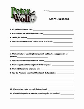 Peter and the Wolf Worksheet Luxury Peter and the Wolf Story Questions