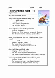 Peter and the Wolf Worksheet Unique Peter and the Wolf Part 4 Esl Worksheet by Teacher