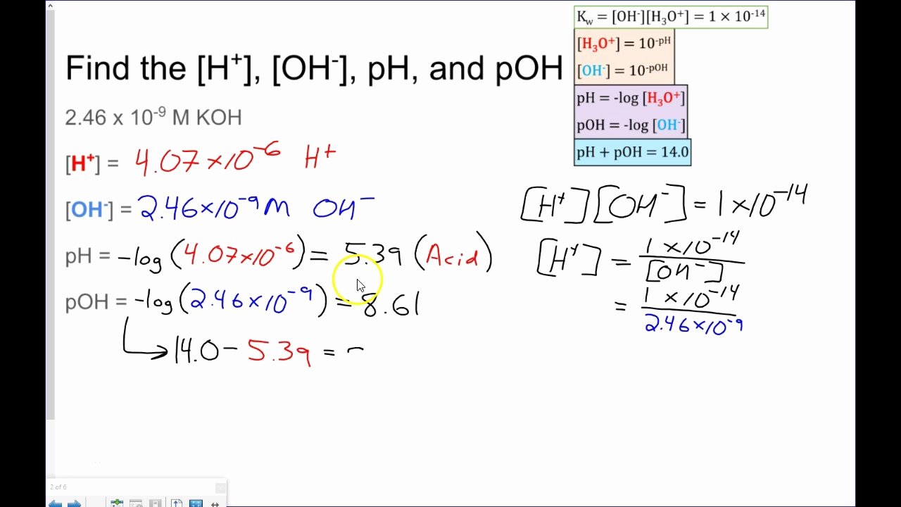 Ph and Poh Worksheet Luxury Ph &amp; Poh Calculations