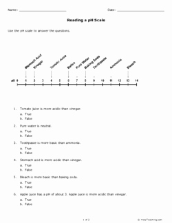 Ph Worksheet Answer Key Awesome Reading A Ph Scale Grade 7 Free Printable Tests and