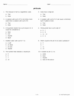 Ph Worksheet Answer Key Luxury Ph Scale Grade 7 Free Printable Tests and Worksheets