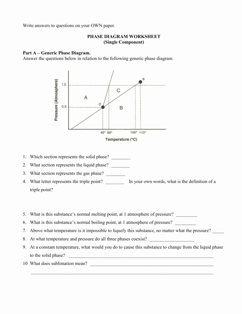 Phase Diagram Worksheet Answers Awesome Phase Diagram Worksheet Montgomery County Schools