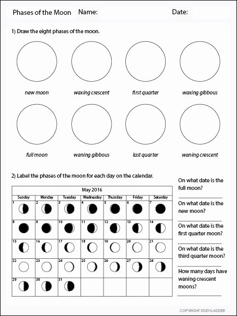 Phases Of the Moon Worksheet Luxury the Phases Of the Moon Worksheet Studyladder Interactive