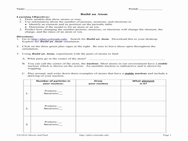50 Phet Build An Atom Worksheet