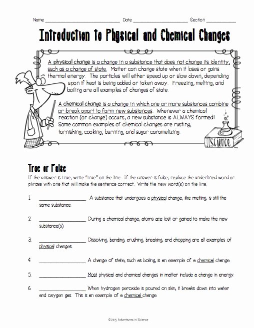 50 Physical And Chemical Change Worksheet
