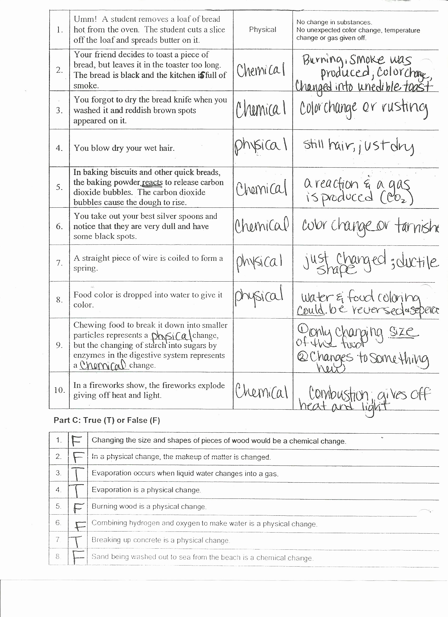 Physical and Chemical Change Worksheet Luxury 35 Chemical and Physical Changes Worksheet Physical and