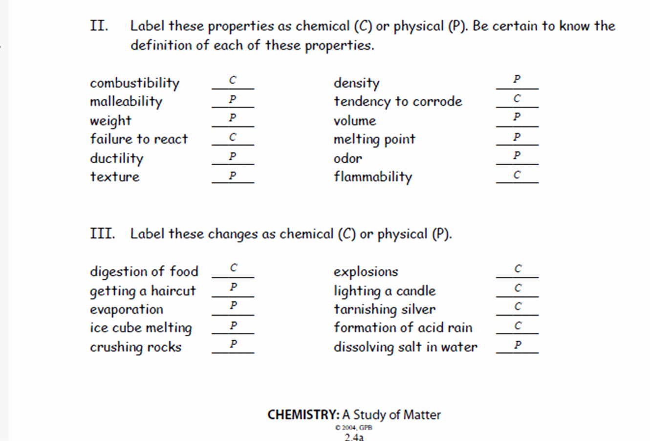 Physical and Chemical Change Worksheet Luxury Ms Clark S Physical Science Blog Answer Key Physical