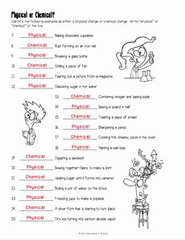 Physical and Chemical Changes Worksheet Elegant Introduction to Physical and Chemical Changes Worksheet