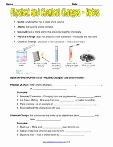 Physical and Chemical Changes Worksheet Elegant Physical and Chemical Changes Notes Worksheet for 7th