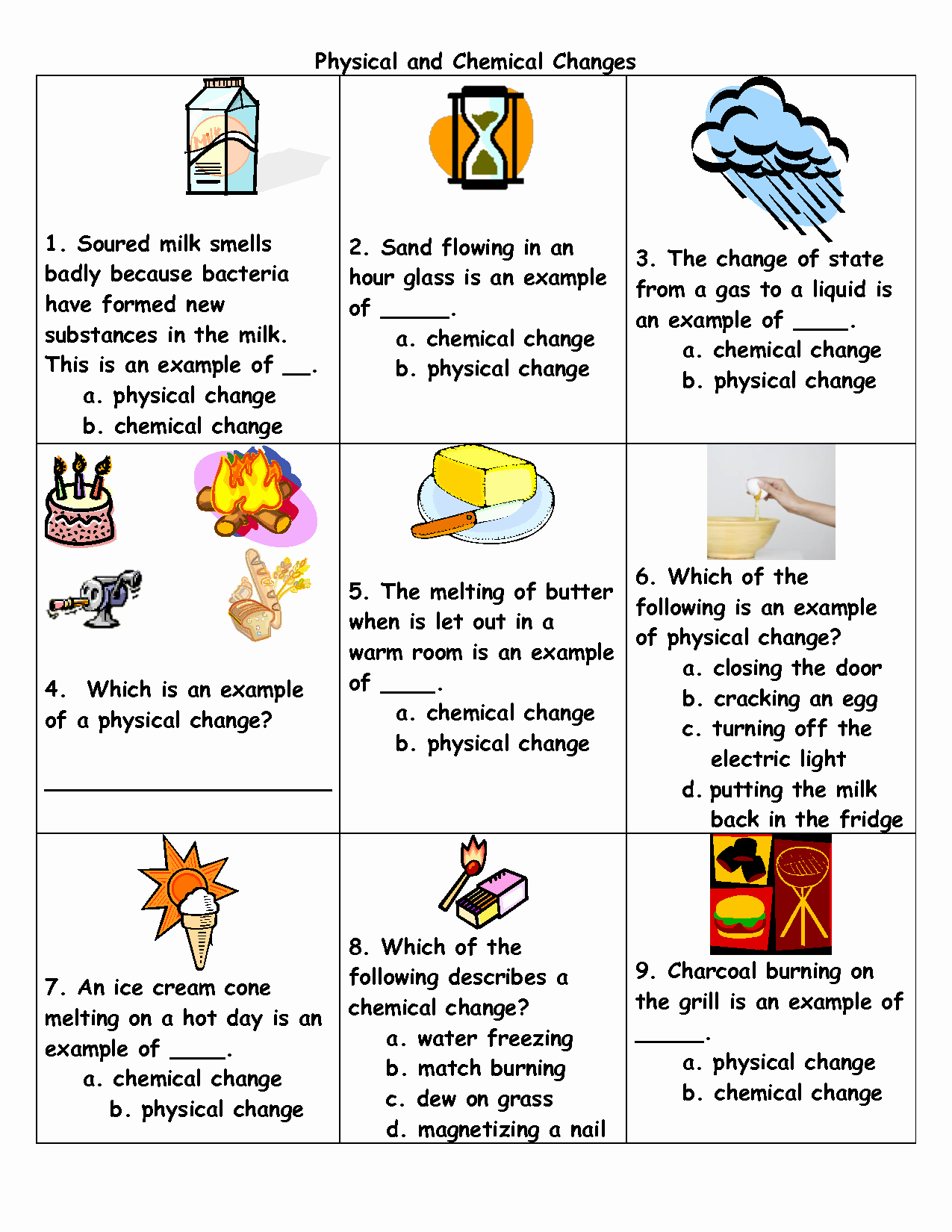 Physical and Chemical Changes Worksheet Inspirational Physical to Chemical Changes