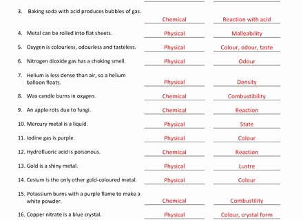 Physical and Chemical Properties Worksheet Unique Pin Chemical Properties and Changes Definitions Chemical