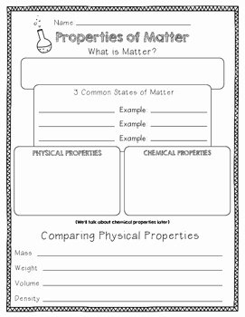Physical Properties Of Matter Worksheet Fresh Properties Of Matter Plete Unit by Emily Brown