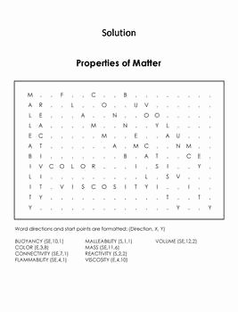 Physical Properties Of Matter Worksheet Lovely Chemical and Physical Properties Of Matter Worksheet Word