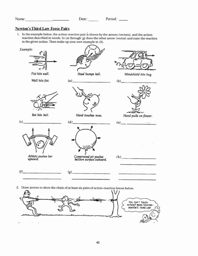 Physical Science Newton&amp;#039;s Laws Worksheet Luxury Newton S Third Law Worksheets Answer Key Physical Science
