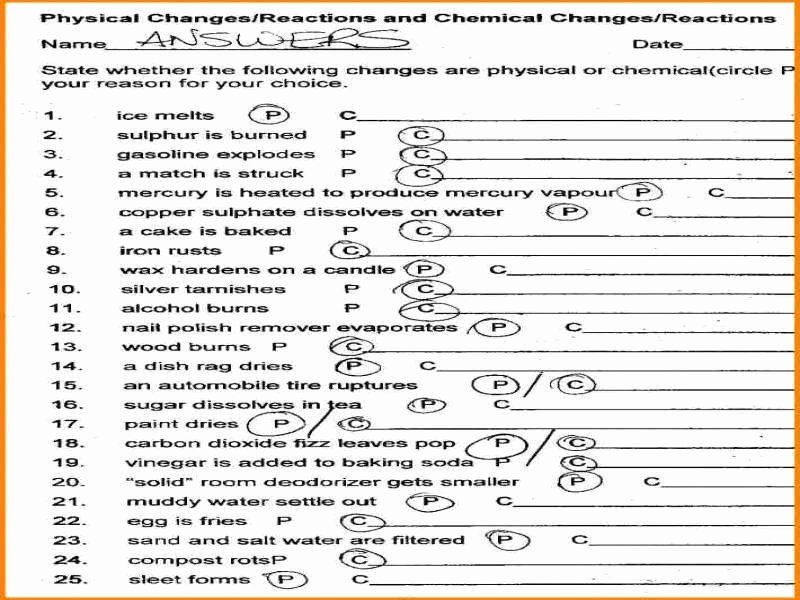 Physical Vs Chemical Properties Worksheet Awesome Physical Vs Chemical Properties Worksheet