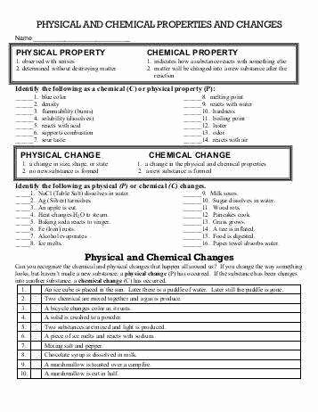 Physical Vs Chemical Properties Worksheet Best Of Physical and Chemical Properties Worksheet