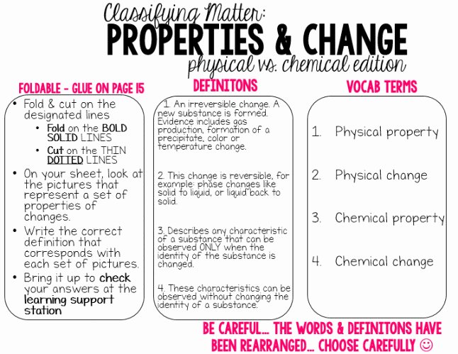 Physical Vs Chemical Properties Worksheet Unique Physical and Chemical Properties Worksheet