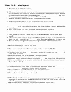 Planet Earth Freshwater Worksheet Answers Lovely Planet Earth Living to Her Video Questions by Amy