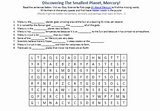 Planet Earth Freshwater Worksheet Elegant Planet Mercury Worksheet Image Easy Science for Kids