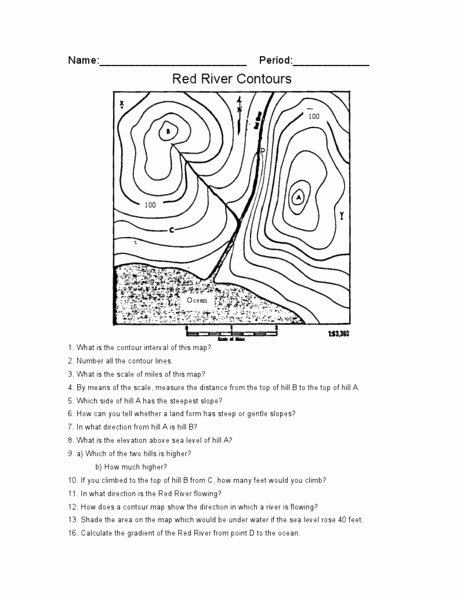 Planet Earth Freshwater Worksheet Inspirational Red River Contours Worksheet for 7th 10th Grade