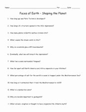 Planet Earth Ocean Deep Worksheet Awesome Faces Of Earth – Shaping the Planet Worksheet for 6th