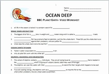 Planet Earth Ocean Deep Worksheet Fresh Planet Earth Ocean Deep Video Questions Worksheet