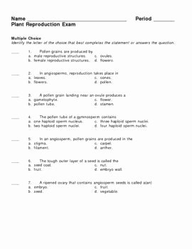 Plant Reproduction Worksheet Answers Best Of Plant Reproduction Exam