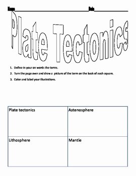 Plate Tectonic Worksheet Answers Elegant Plate Tectonics Vocabulary Worksheet by Jennifer Jordan