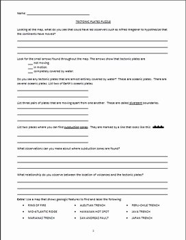 Plate Tectonic Worksheet Answers Luxury Plate Tectonics Tectonic Plates Puzzle Teachers Guide