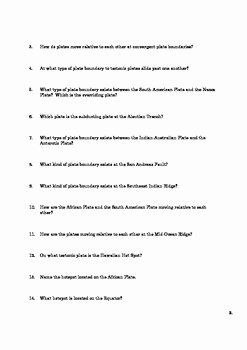 Plate Tectonic Worksheet Answers New Plate Tectonics Worksheet with Questions by the Sci Guy