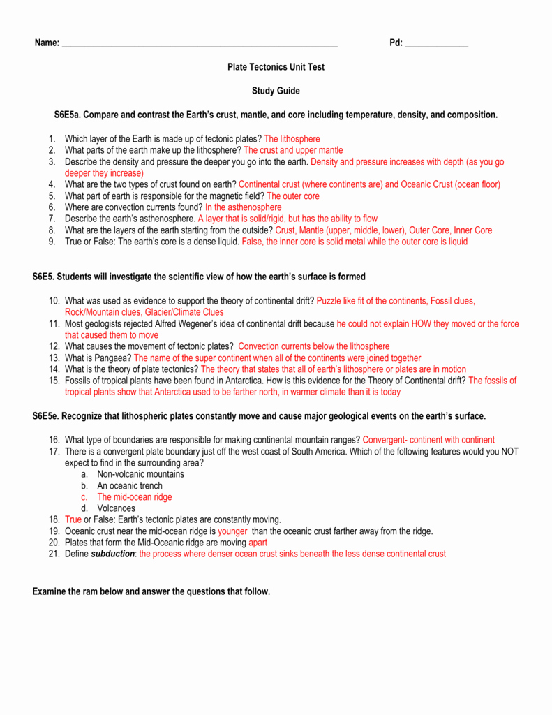 Plate Boundary Worksheet Answers
