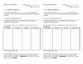 Plate Tectonics Worksheet Answers Lovely Plate Tectonics Webquest Interactive Website Worksheet