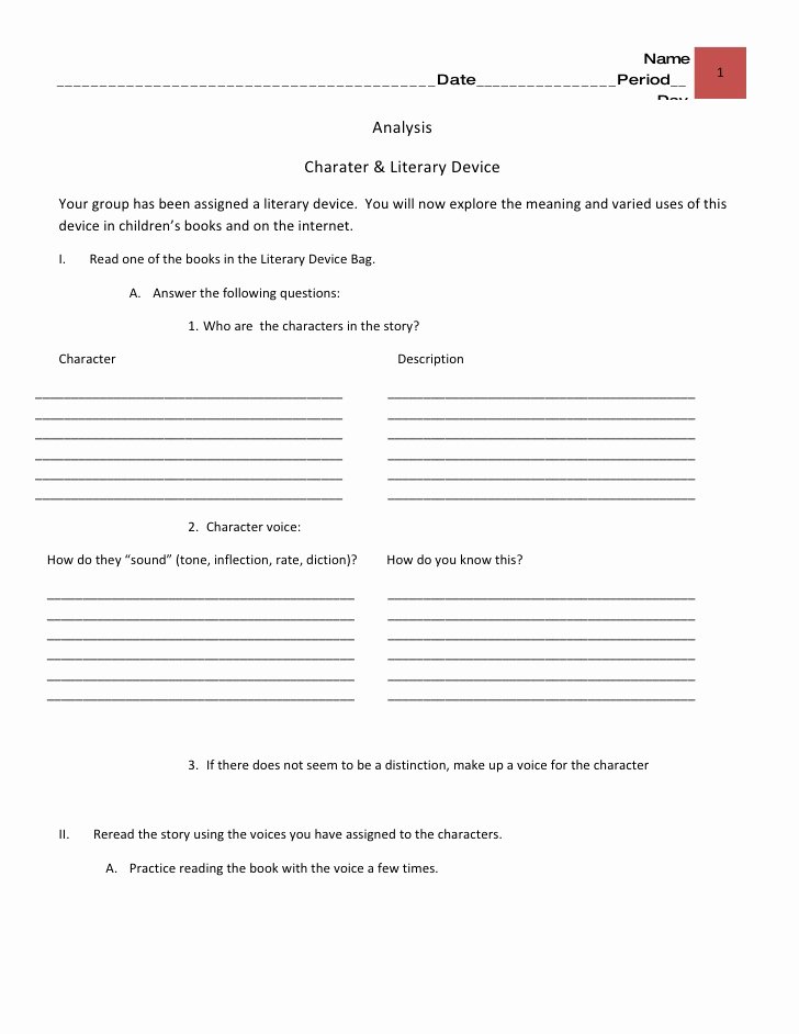 Poetic Devices Worksheet 1 Fresh Literary Devices Bags Analysis Worksheet