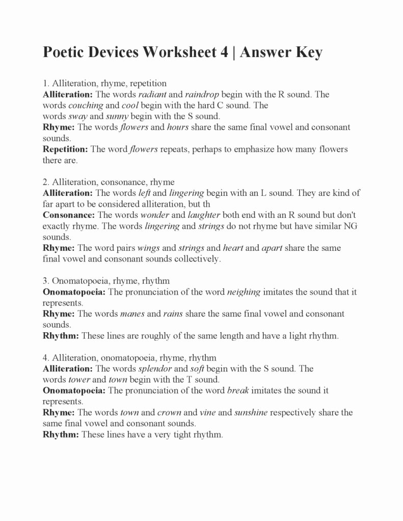 Poetic Devices Worksheet 1 Inspirational Awesome Poetic Devices Worksheet Answers Part Of top 3