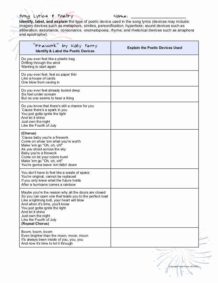 Poetic Devices Worksheet 1 Lovely Poetic Devices Worksheet