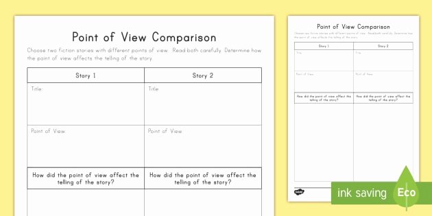Point Of View Worksheet 11 Best Of Point Of View Parison Worksheet Point Of View