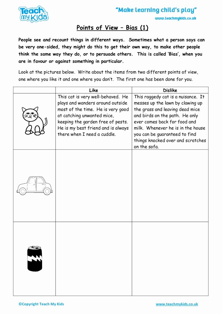 Point Of View Worksheet 11 Inspirational Non Fiction Writing Activities for Children Literacy