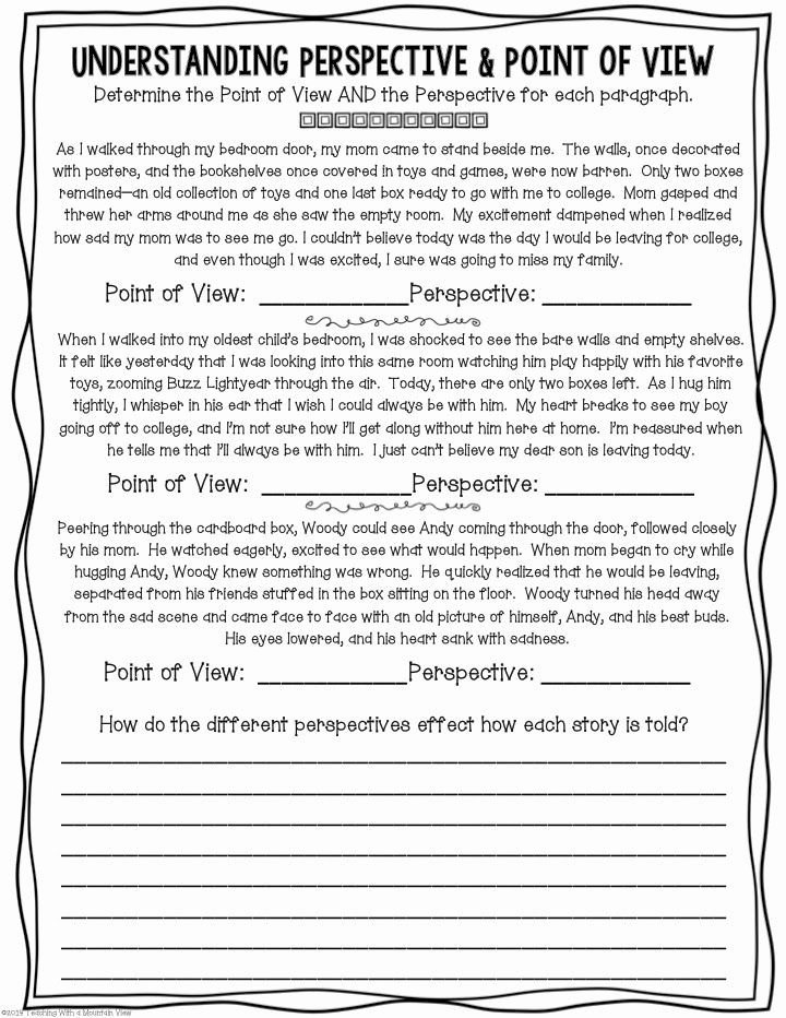 Point Of View Worksheet 11 Luxury Teaching Point Of View Reading In the Classroom