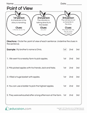 Point Of View Worksheet Best Of Point Of View Practice Worksheet