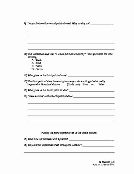 Point Of View Worksheet Best Of Point Of View tone Dialogue Worksheet for Hoodwinked by