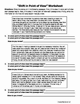Point Of View Worksheet Lovely Shifts In Point Of View Worksheet by Scholastic Emplorium
