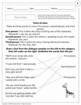 Point Of View Worksheet Luxury Rl 1 6 Point Of View Worksheets by Homework Hut
