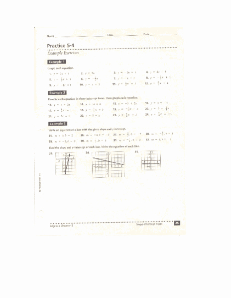 Point Slope form Practice Worksheet Awesome Slope Intercept form Practice 5 4 Worksheet for 8th 10th