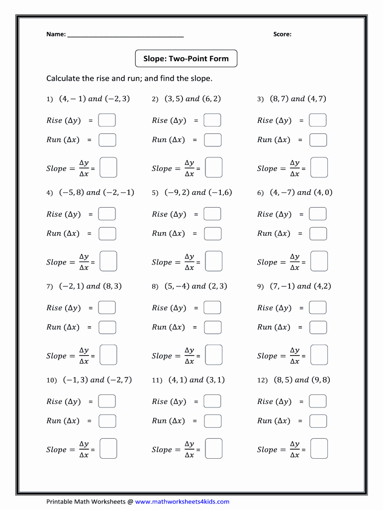 Point Slope form Practice Worksheet Best Of Point Slope form Practice Worksheet Answer Key Fill